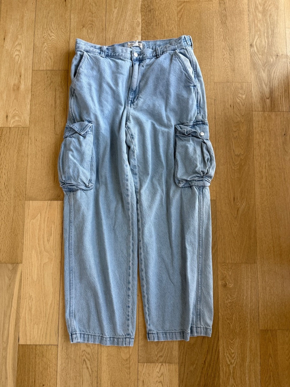 Madewell Light Blue Women's Cargo Jeans - Washed Denim Utility